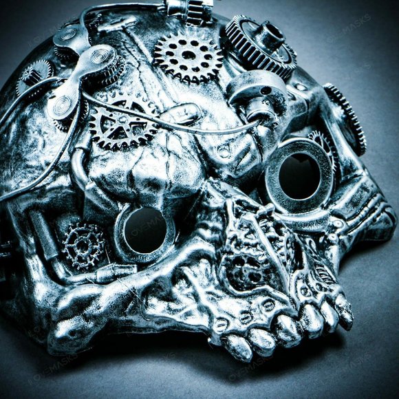 Steampunk Ghost Skull Robotic Masquerade PartyMask - Picture 7 of 7